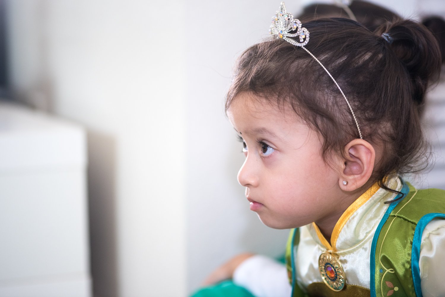 Erin dressing up as princess Anna from Frozen fever.